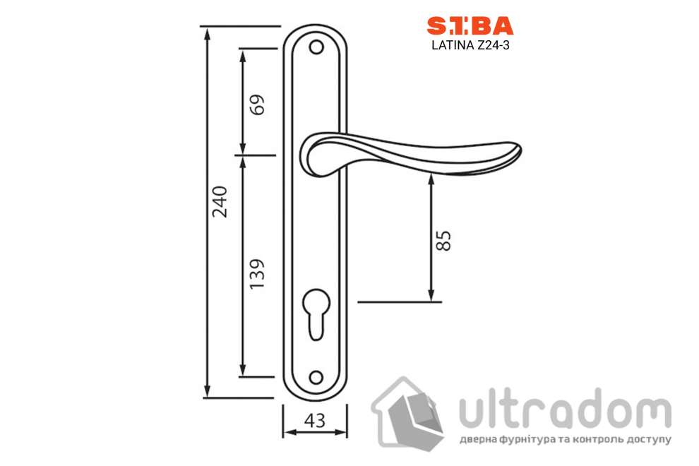 Ручка на планке под цилиндр (85 мм) SIBA LATINA, матовое золото/золото (Z24 3 21 11)