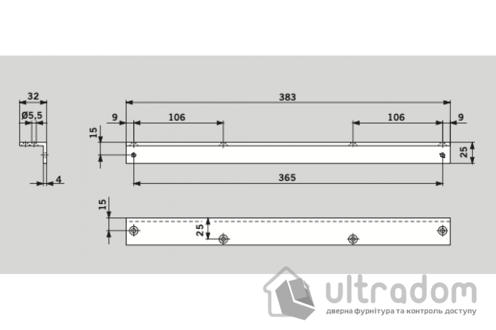 Угловая монтажная пластина Dorma для TS 90 EN3/4