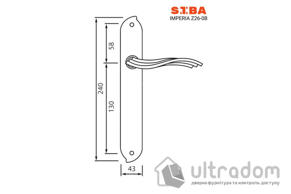 Ручка межкомнатная проходная на планке SIBA IMPERIA матовый кофе (Z26 0B 85 85)