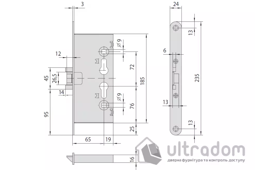 Механизм замка противопожарный CISA 43022 (BS65*72мм) (41858)