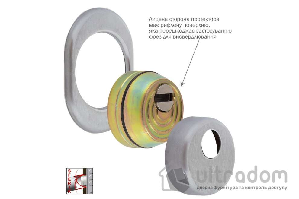 Протектор защитный DISEC SFERIK BDS16/4 OVAL 25 мм комплект, хром полированный