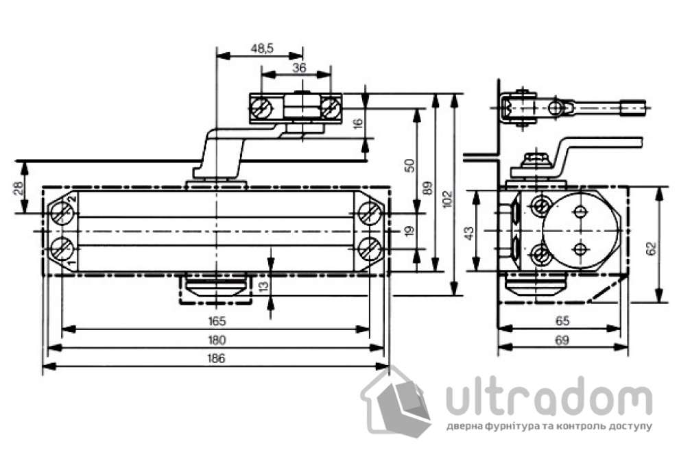 Доводчик дверной Dorma TS77 EN2,  дверь до 40 кг