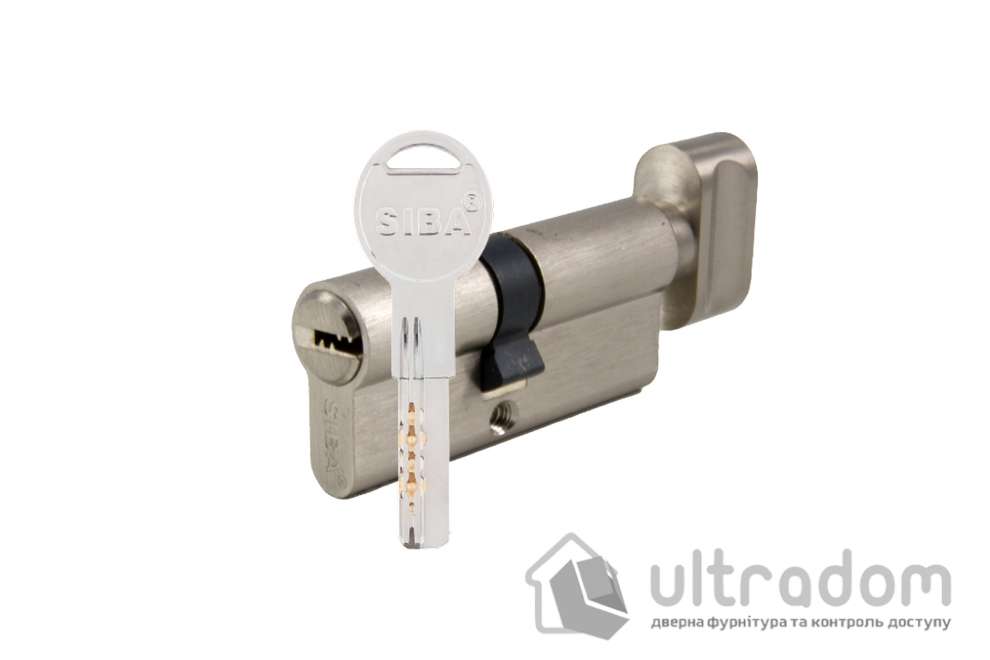 Цилиндр дверной SIBA перфорированный ключ-вороток 80 мм (35х45Т) матовый никель (30.10.40-/BТSZ-5К)