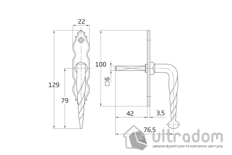 Ручка оконная AMIG мод.121, чёрная