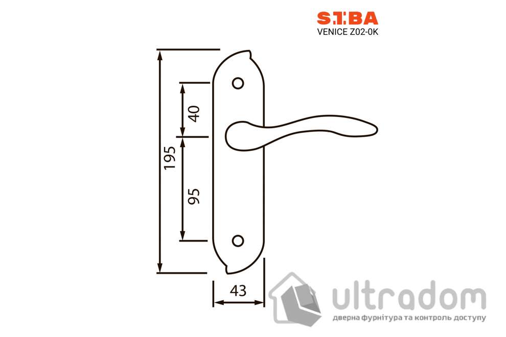 Ручка межкомнатная проходная на планке SIBA Venice, мат.никель (Z02 0K 22 22)