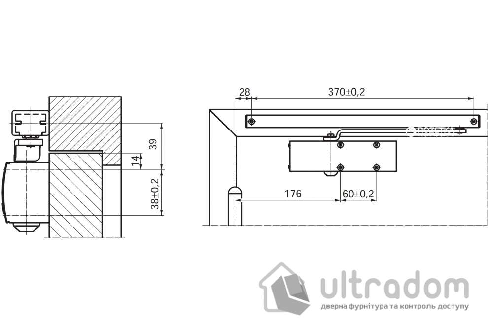Дверной доводчик GEZE TS 1500 G со скользящей тягой, серебристый (TS1500G_silver)