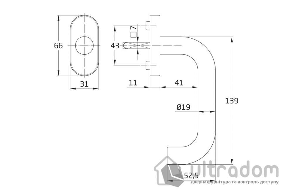 Ручка оконная AMIG мод.3V нержавеющая сталь