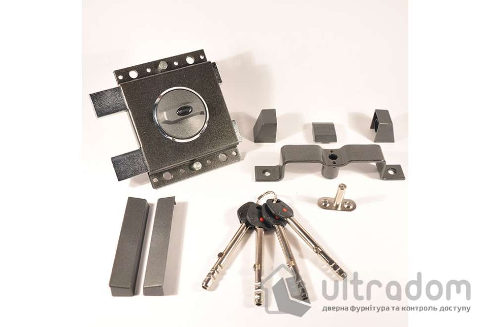 Замок накладной GERDA TYTAN ZX GT 7, двери до 96 мм, графит (TYTAN-ZX-GT-7/96)
