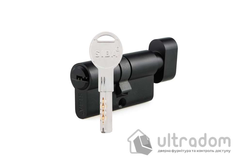 Цилиндр дверной SIBA ключ-вороток 60 мм (30х30Т) чёрный матовый (25.10.25-BTМBZ)