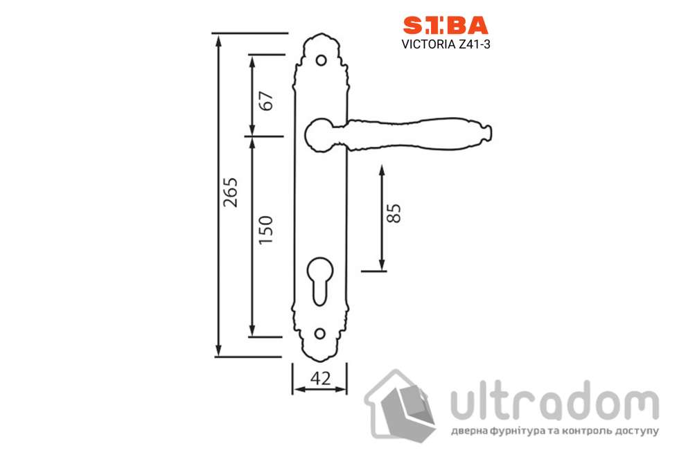 Дверная ручка на планке под ключ (85мм) SIBA Victoria, матовый кофе (Z41 3 85 85)