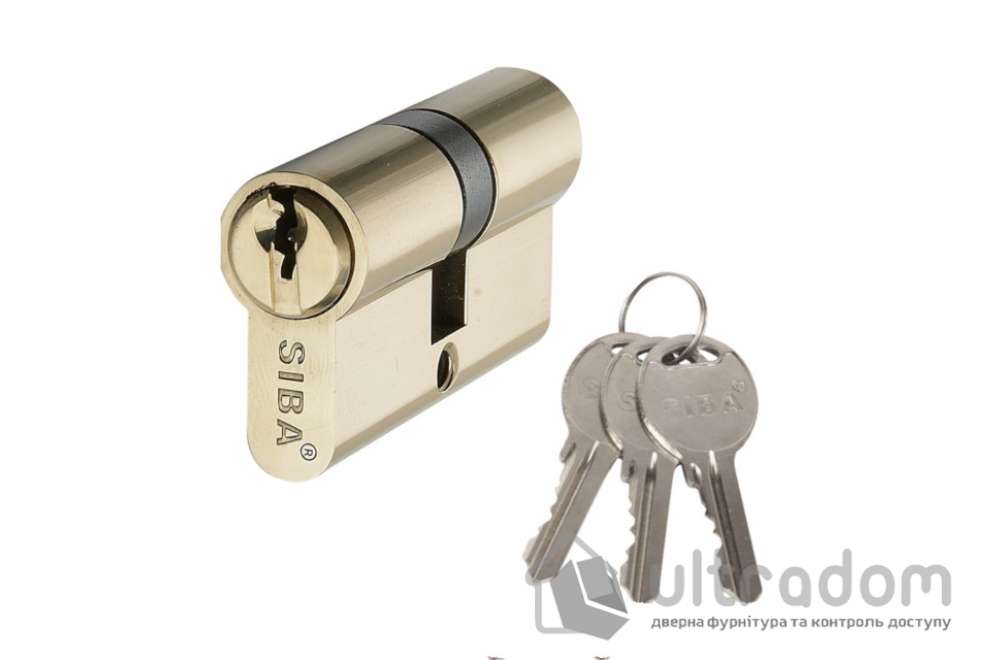 Комплект врезного замка с ручками SIBA Palermo 62 мм з цилиндром, тёмное золото