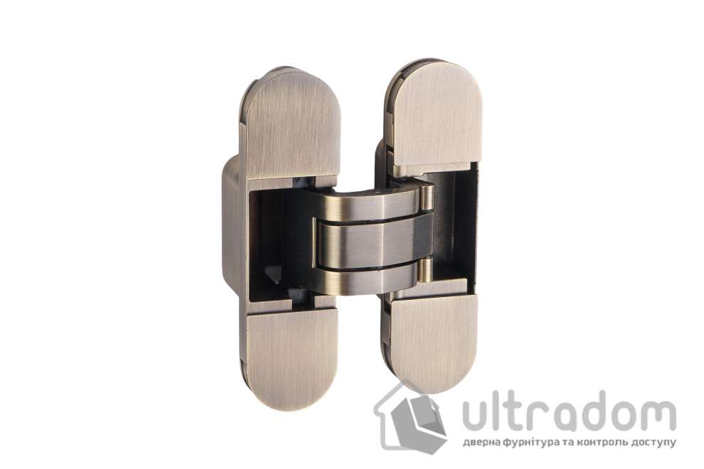 Скрытая дверная петля SIBA GM02 110х30 мм, античная бронза с колпачками (GM02-AB)