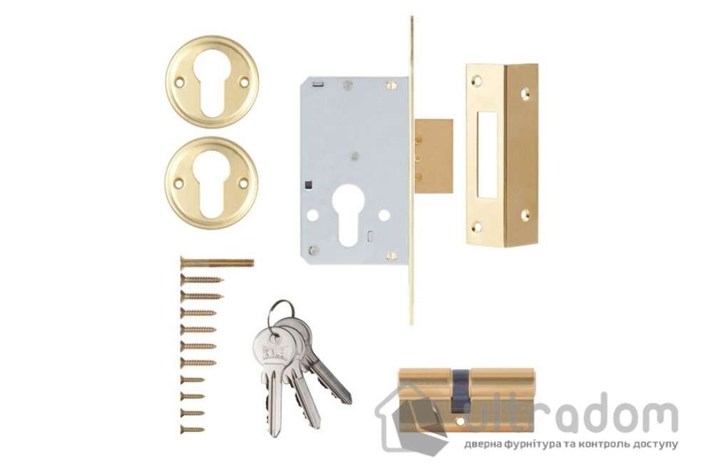 Комплект замка KALE 157 В=35 мм с цилиндром 62 мм, 3 ключа (157/35+62mm-nic)