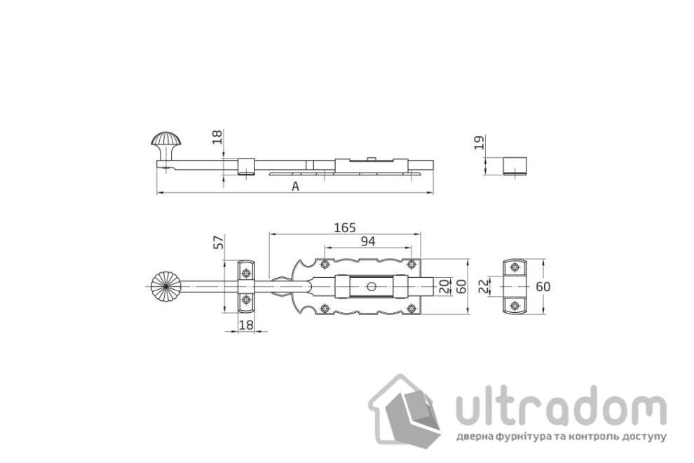 Шпингалет накладной кованый Amig мод.410