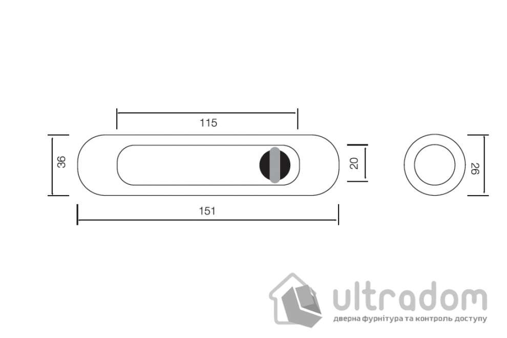 Ручки - ракушки для раздвижных дверей SIBA с механизмом WC, латунь полированная (S223 PB)