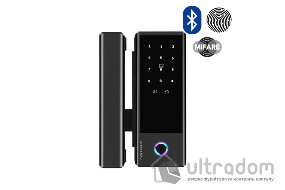 Умный биометрический замок на стеклянную дверь SEVEN LOCK SL-7776BF black