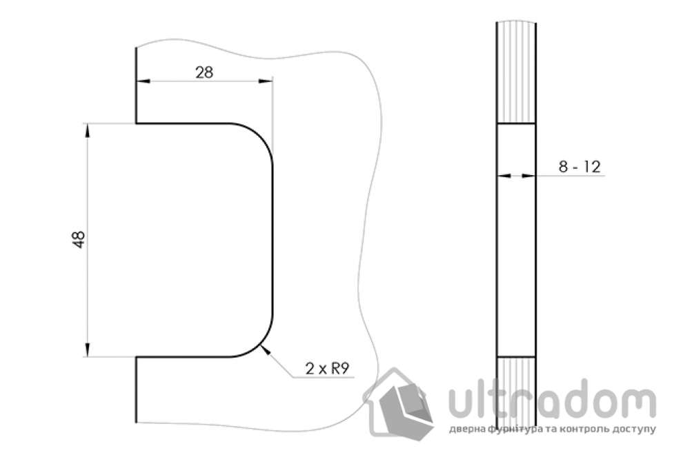 Ответная часть на стекло WALA TAF1, нержавеющая сталь (W TAF1 SS)