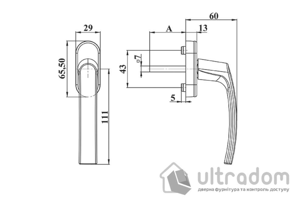 Ручка оконная ASTEX Venera WH 010, чёрная (WH 010/37-RAL9005)