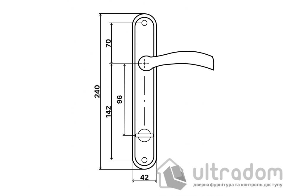 Ручка межкомнатная WC (96 мм) на планке SIBA SAROS, античная бронза (A34 5 80 80|96)