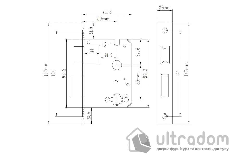 Умный дверной биометрический замок SEVEN LOCK SL-7740BF grey (врезная часть 5050)