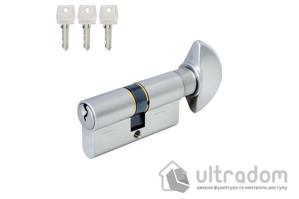 Цилиндр замка AGB SCUDO 600 70 мм (35х35Т), ключ-тумблер, матовый хром (C620.34.30.30)