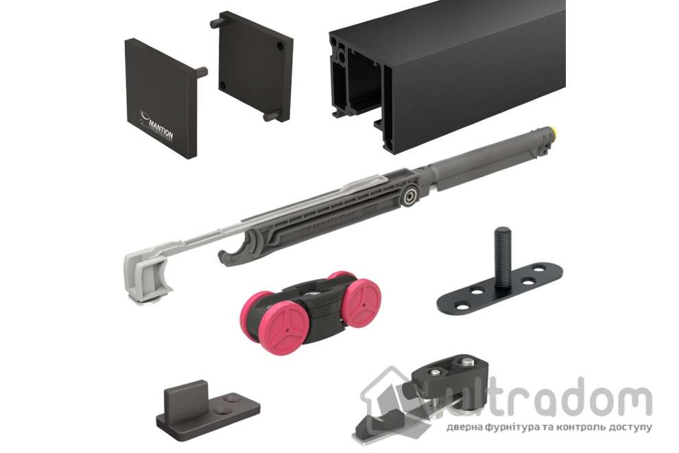 Комплект раздвижной системы Mantion SAF-SLIM для дверей до 830 мм/80 кг, черный (SAF-S82C/160)