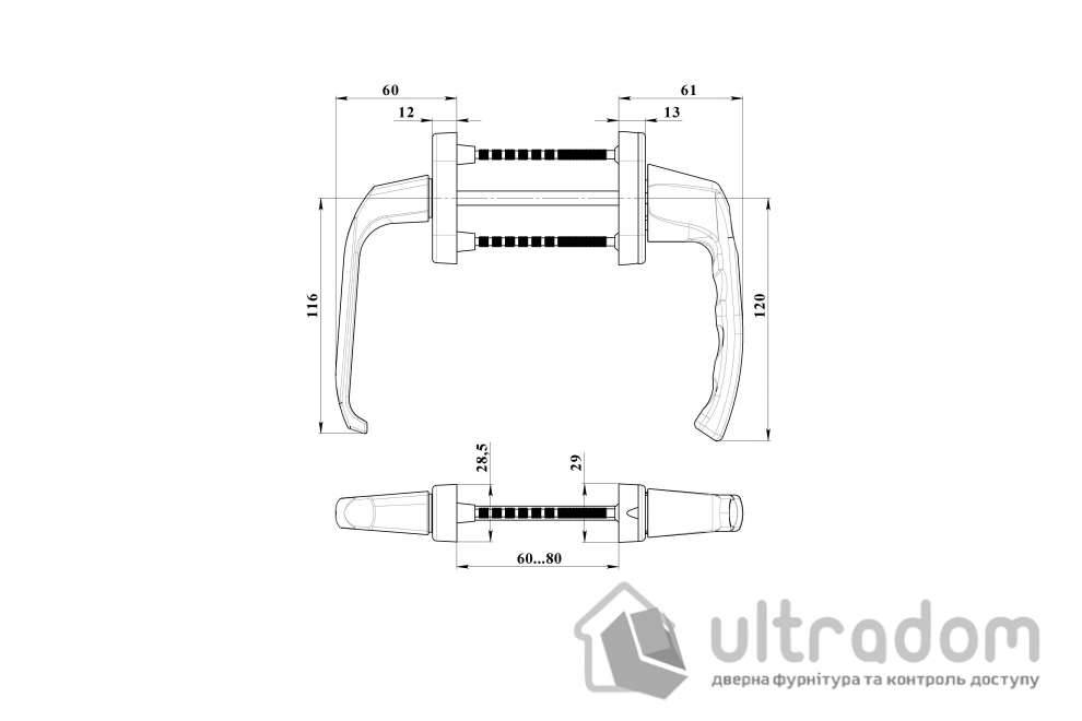 Ручка балконная с замком ASTEX Clio BHS 3/22, коричневая (BHS 3/22 RAL8019)