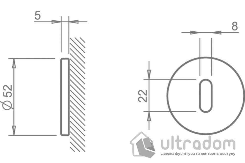 Накладка под ключ буратино BB TUPAI 4045 5S тонкая розетка, круглая