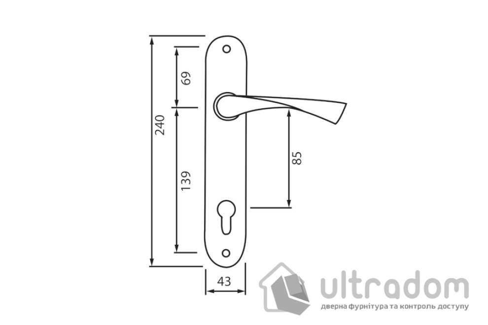 Дверная ручка на планке под ключ (85мм) SIBA Genoa, матовый кофе (Z13 3 85 85)