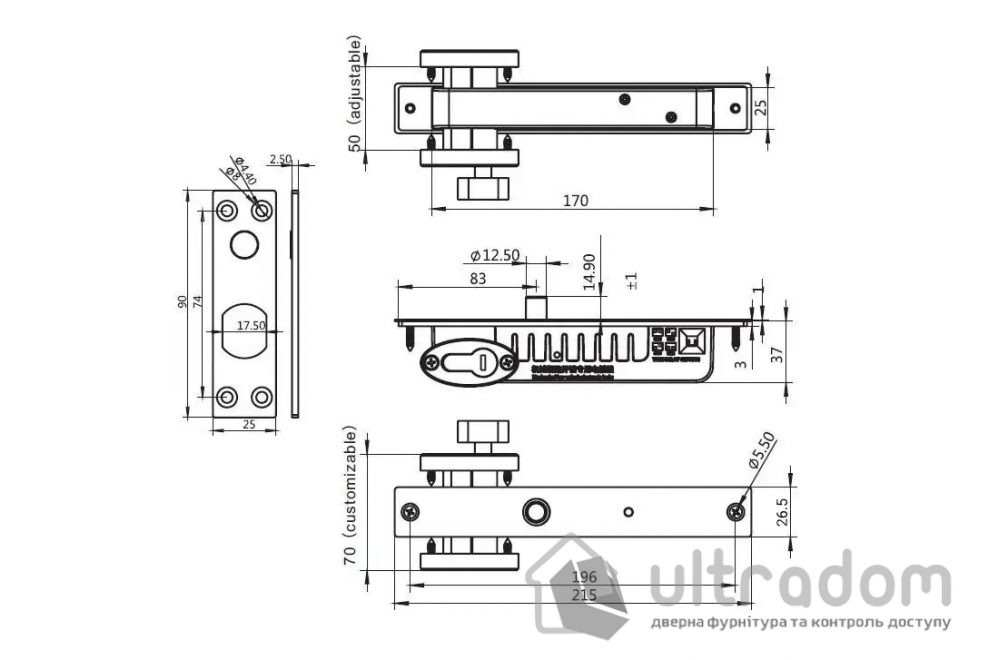 Ригельный замок SEVEN BL-729 врезной для СКУД, с роликом