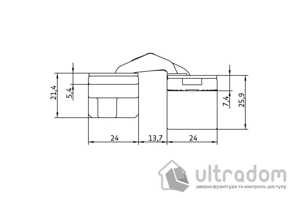 Скрытая петля Anselmi AN 150 3D, 24х110 мм полированный хром с колпачками (521.00.39)