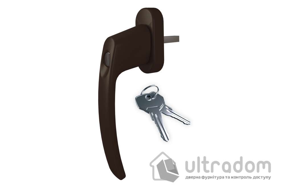 Ручка оконная с замком ASTEX Venera WH 108, коричневая (WH108-RAL8019)