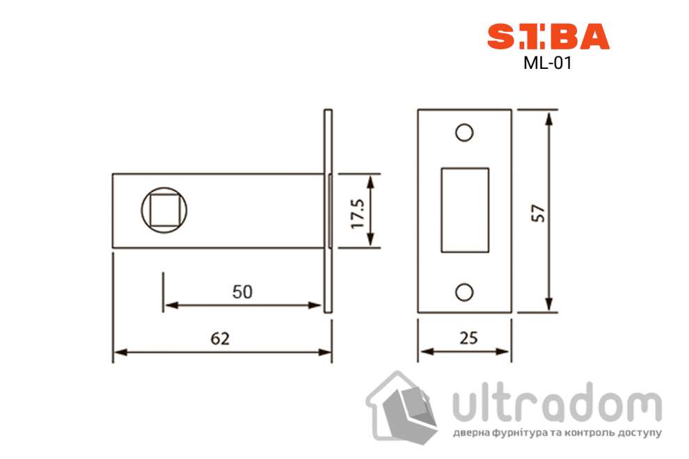 Защёлка магнитная ML-01 SIBA В=50 мм, хром полированный (ML-01 CP)