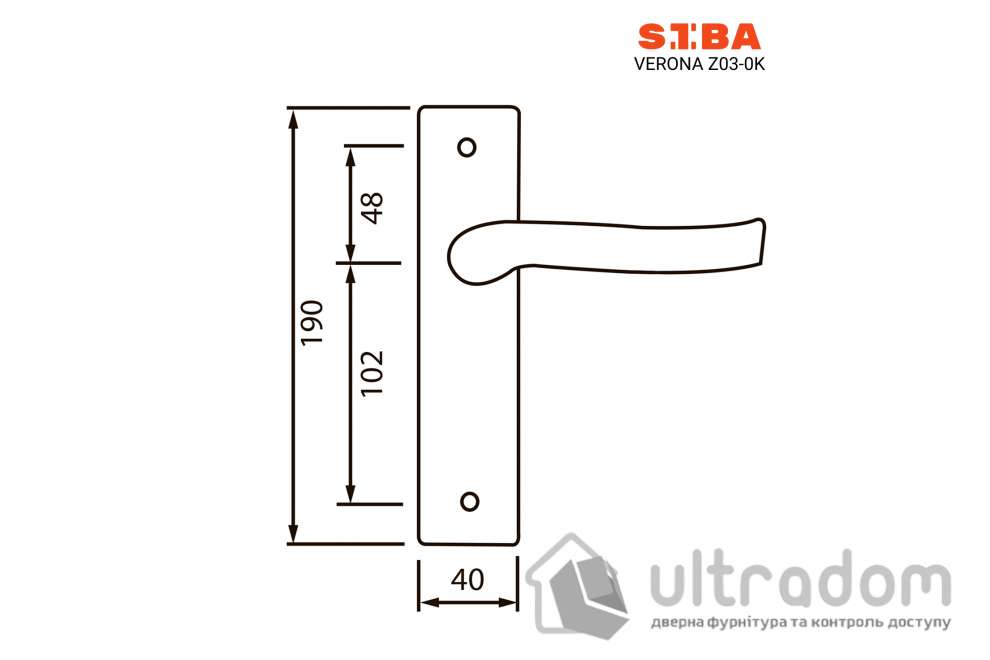 Ручка межкомнатная проходная на планке SIBA Verona, мат. никель/хром (Z03 0K 22 07)