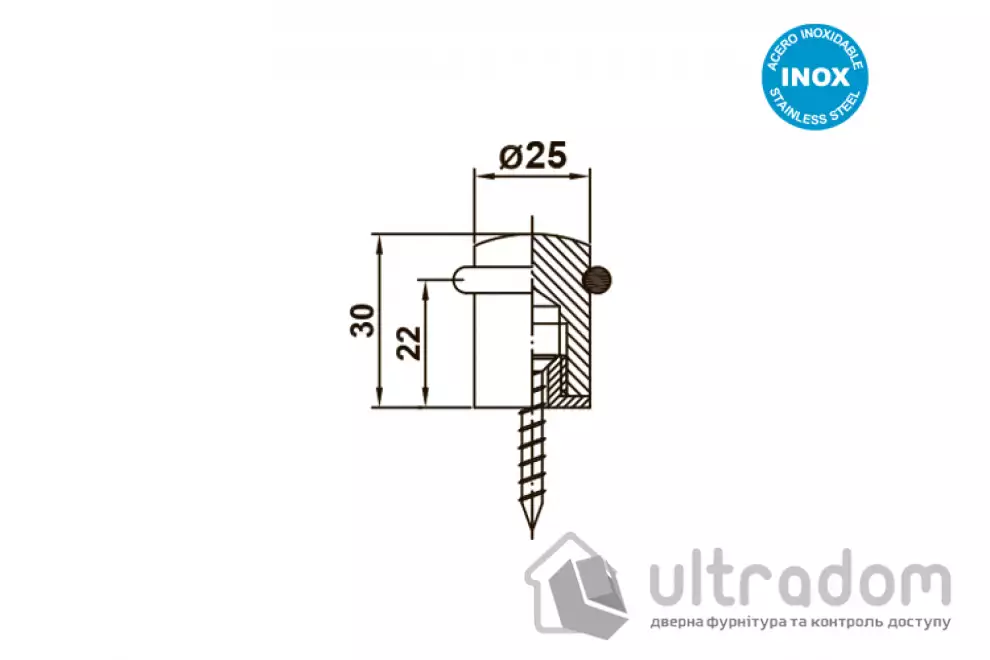 Обмежувач дверний AMIG мод.301 нержавіюча сталь в магазині Ultradom