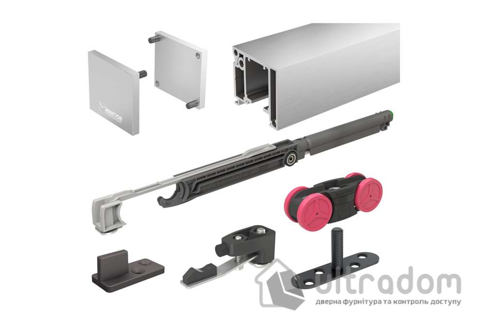 Комплект раздвижной системы Mantion SAF-SLIM для дверей до 830 мм/80 кг, шлифованный алюминий (SAF-S82D/160)