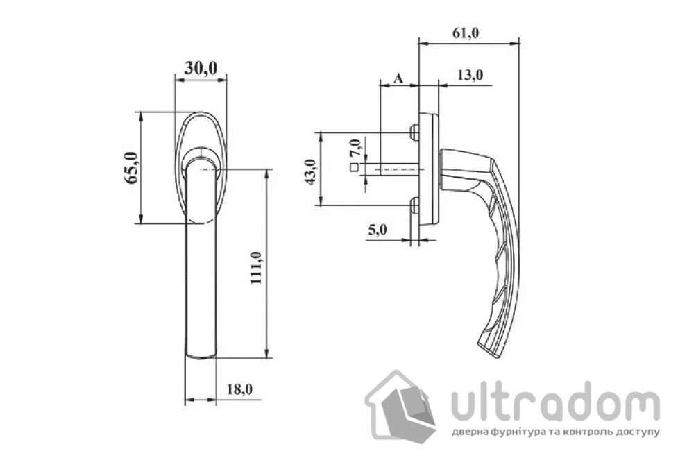 Ручка оконная ASTEX Antey WH 003, белая (WH-003-RAL9016)