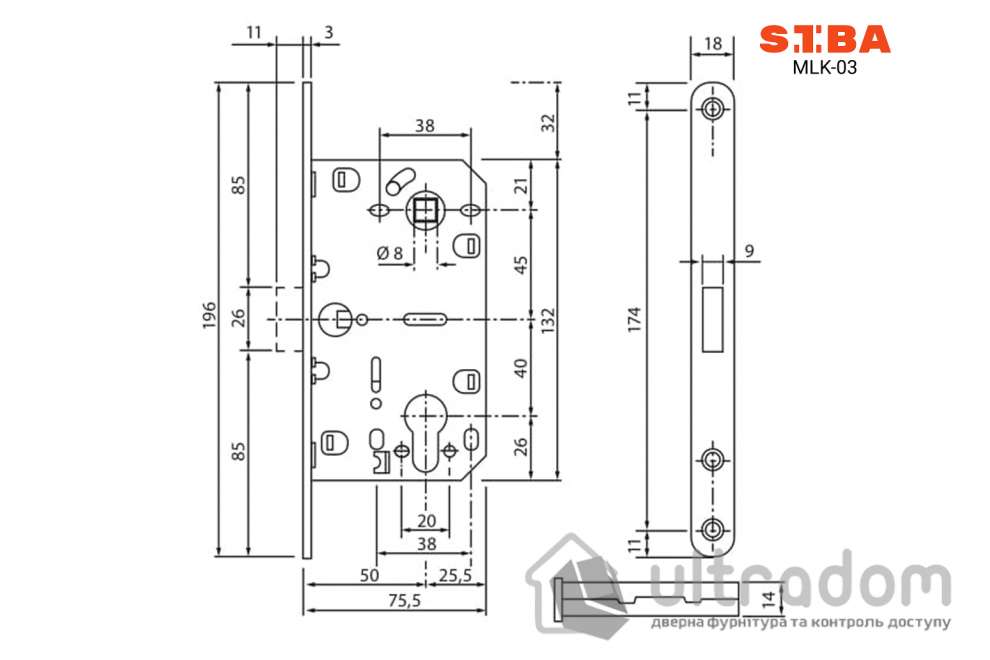 Межкомнатный магнитный замок PZ SIBA MLK-03 MB, чёрный (MLK-03 MB)