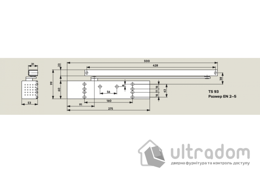 Доводчик дверной Dorma TS 93 EN2-5, дверь до 100 кг (корпус)