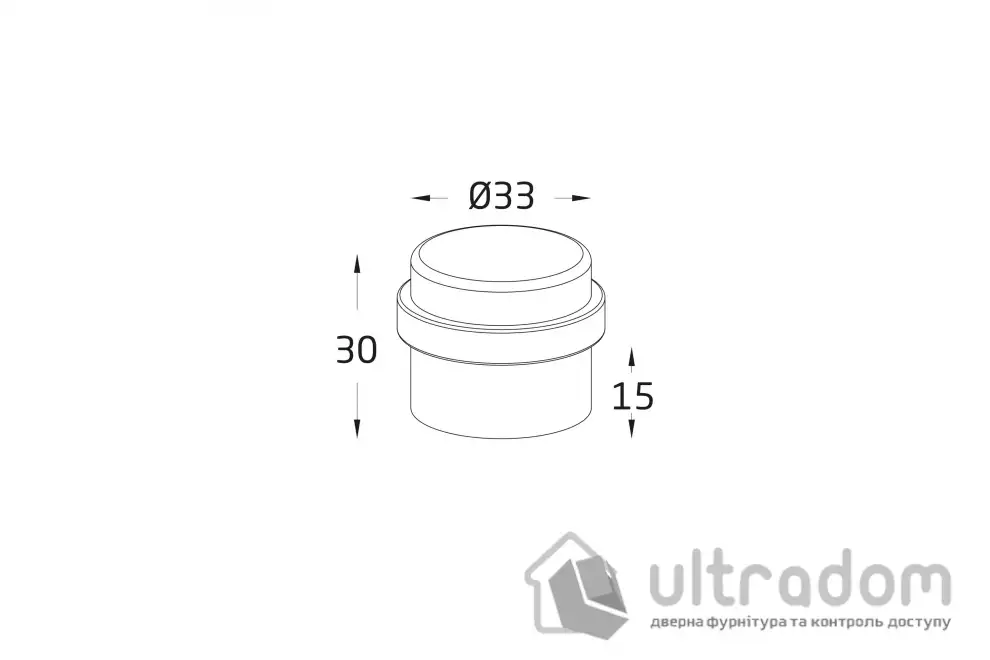 Ограничитель дверной напольный AMIG мод.408 - Ø30x30 mm на самоклейке