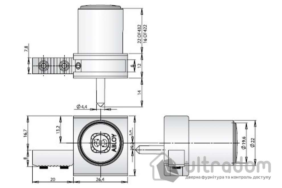 Замок с нажимной защелкой для офисной мебели ABLOY OF422