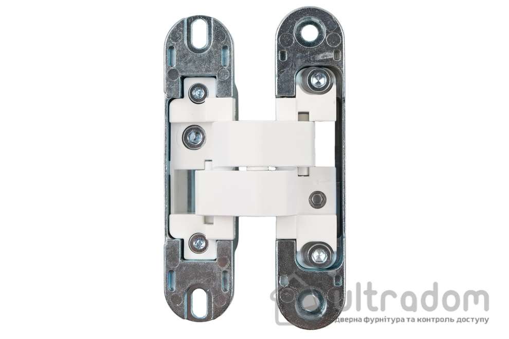 Скрытая петля Profitlock PL140 3D – 24×110 мм, для дверей 40 кг, белая матовая (PL140.WH)