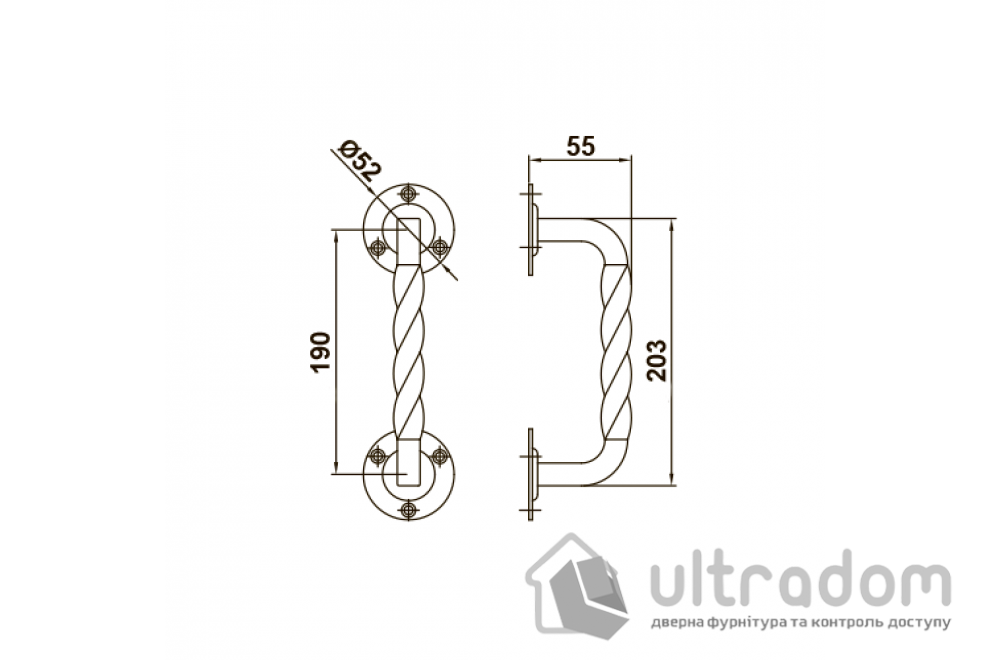 Ручка-скоба кованая на пятаках AMIG мод.103
