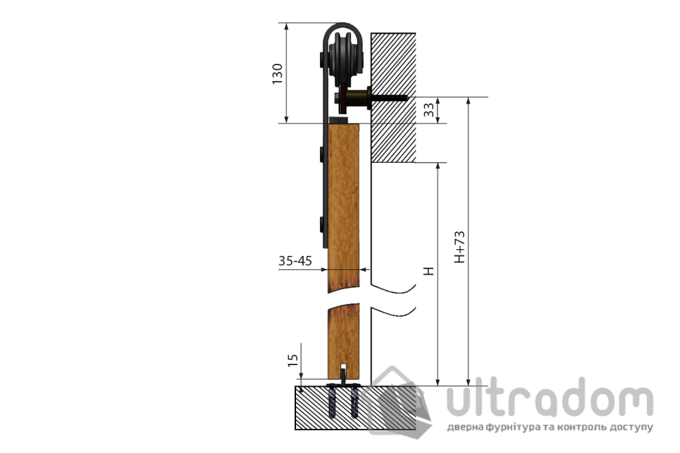 Комплект подвесной раздвижной системы Valcomp TEMIDA TM20 в стиле LOFT (213-453)