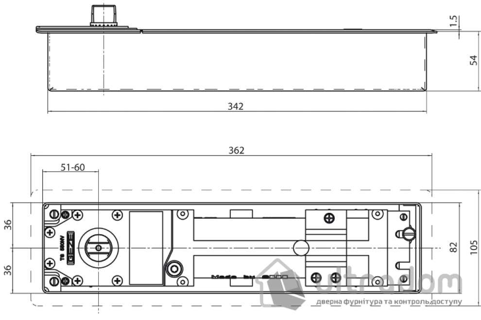 Доводчик напольный  Geze TS 550 NV EN3-6, дверь до 300 кг c фиксацией (корпус)