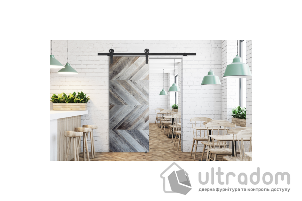 Комплект раздвижной системы Mantion RAN Roc Design в стиле LOFT, черный матовый (219-246 SET)