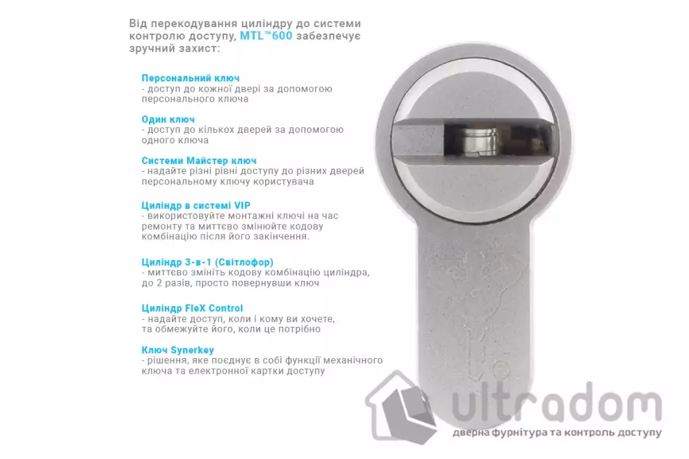 Цилиндр замка Mul-T-Lock MTL600 ключ-ключ,92 мм