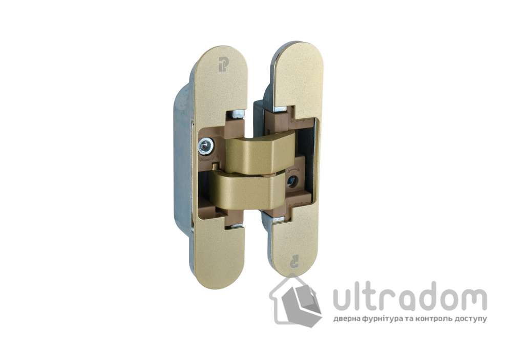 Скрытая петля Profitlock PL150 3D – 24×110 мм, для дверей 40 кг, матовое золото (PL150.SB)