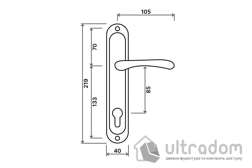 Ручка на планке под цилиндр (85 мм) SIBA PALERMO, хром (Z14 3 07 07)
