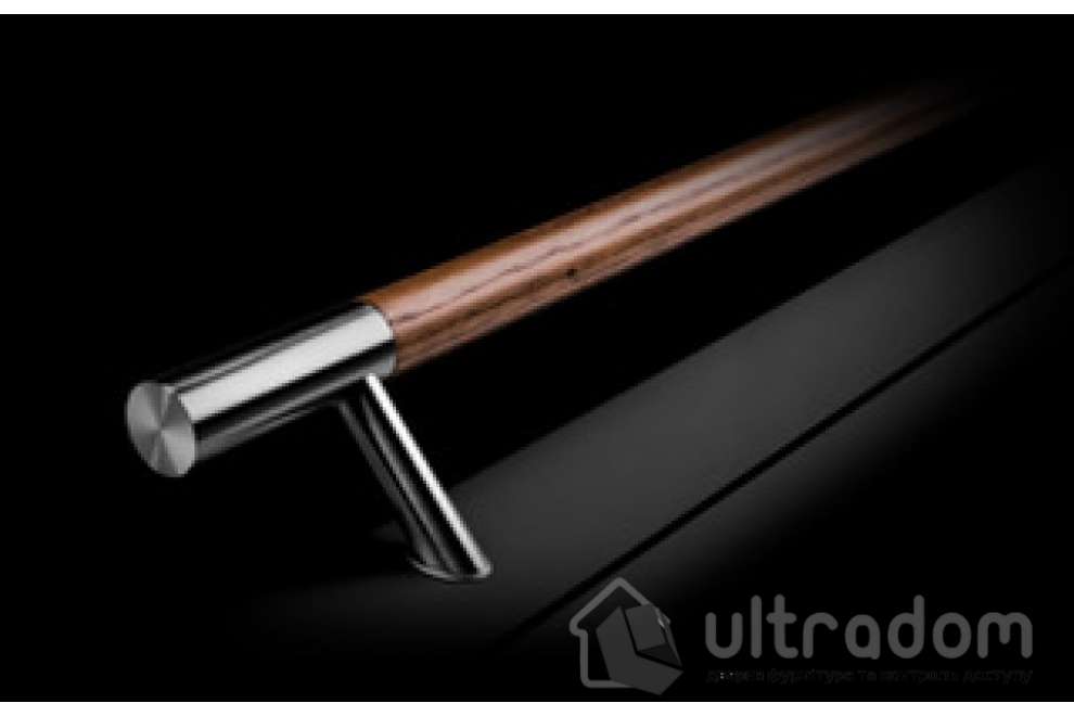 Дверная ручка-скоба Wala P45D Ø30 мм нерж. сталь с деревянной вставкой под углом 45° двухсторонняя